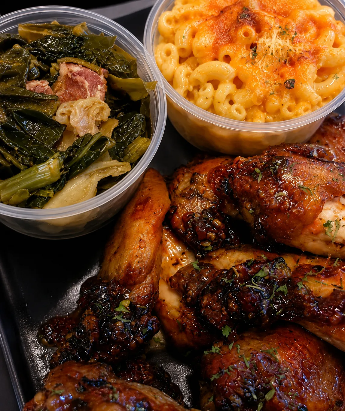 Southern Soul: 8 pc Wings + Mac n Cheese & Collard Greens