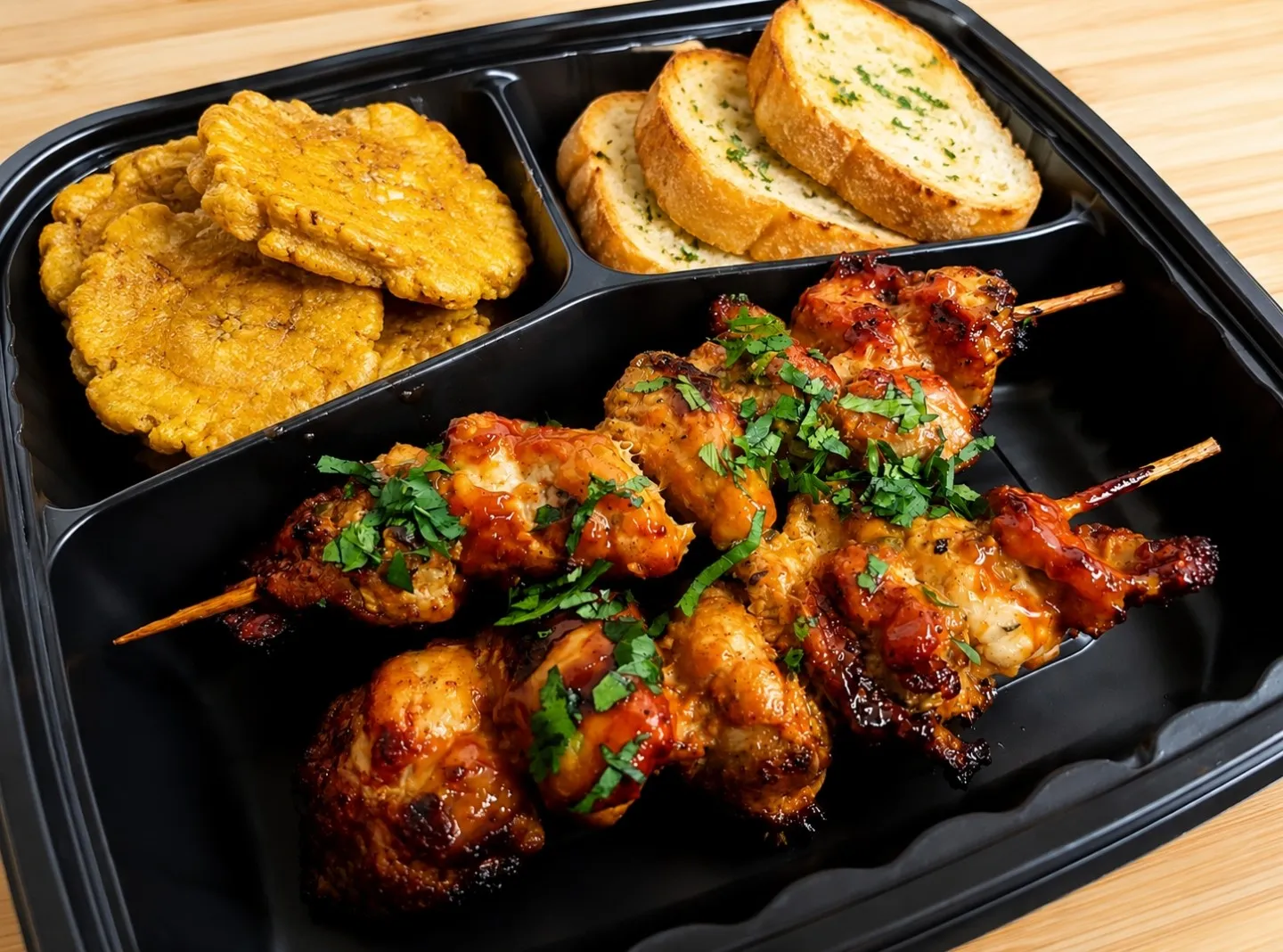Boricua Soul: Pinchos de Pollo with Guava BBQ + Garlic Bread (2)