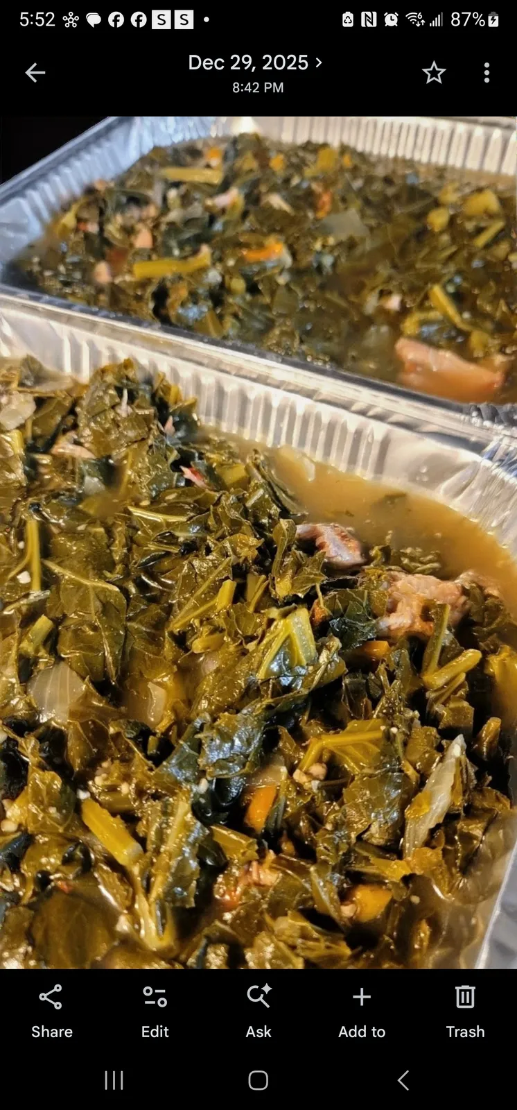 Family Style: Southern Collard Greens with Smoked Turkey(Serves 4-6)